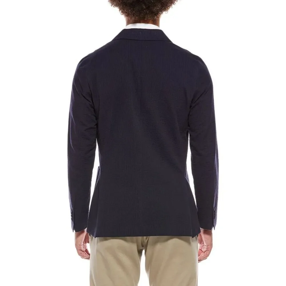 Officine Générale Mens Officine Generale Leon Seersucker Jacket, Navy